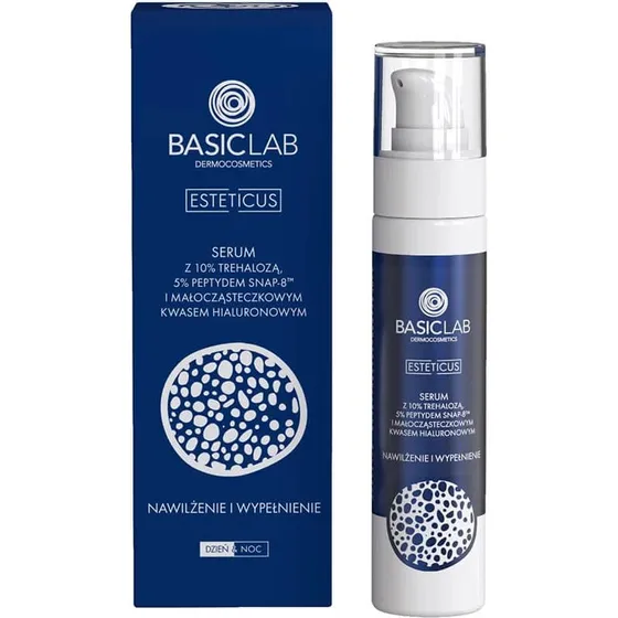 BasicLab Esteticus Siero Viso con 10% Trealosio, 5% Peptide e Acido Ialuronico