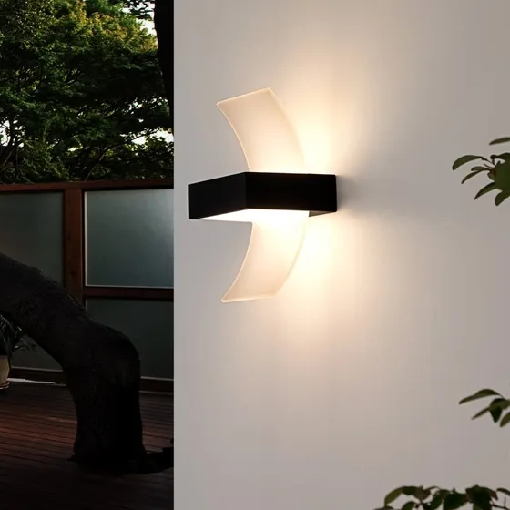 Lucande Applique da Parete Esterno Skadi Grafite - Design Curvo LED