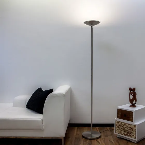 Piantana LED Lindby Malea in nichel opaco, dimmerabile