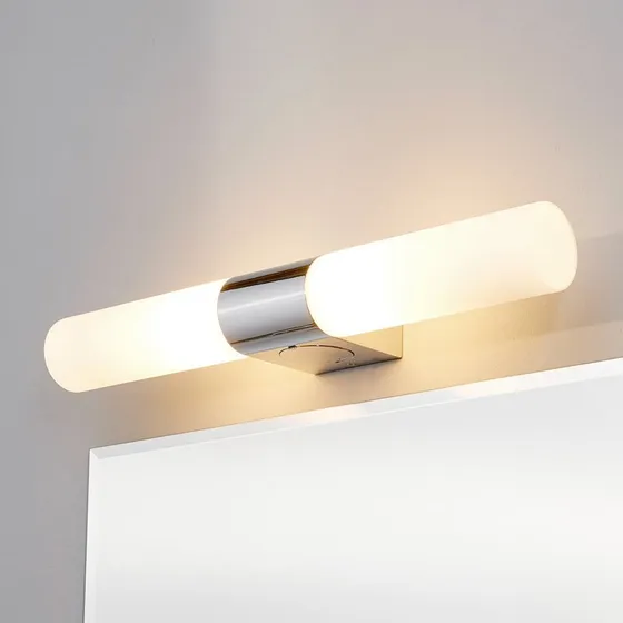 Lindby Luce da Specchio Ziva con Presa Integrata, Bianco e Vetro