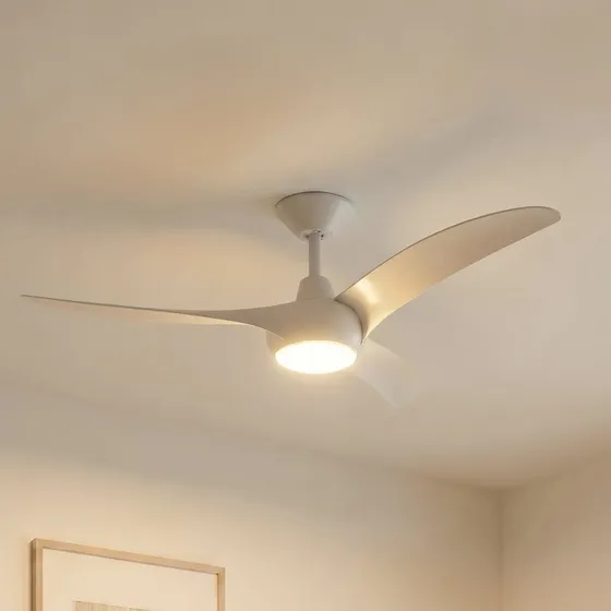 Ventilatore da soffitto LED Lindby Briya, bianco, Ø 116 cm, CCT