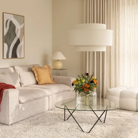 Globen Lighting Lampada a sospensione Noah Bouclé, Ø 70 cm, Bianco