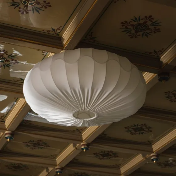 Globen Lighting Plafoniera BLADVERK Bianca in Tessuto Ø 70 cm