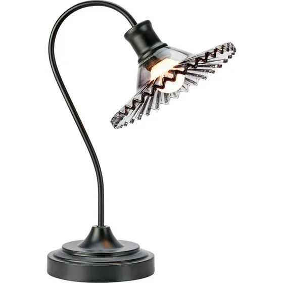 Markslöjd Lampada da tavolo Nova, vetro fumé e ferro, nera