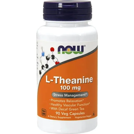 Now Foods L-Teanina con Tè Verde Decaffeinato 100 mg, 90 Capsule