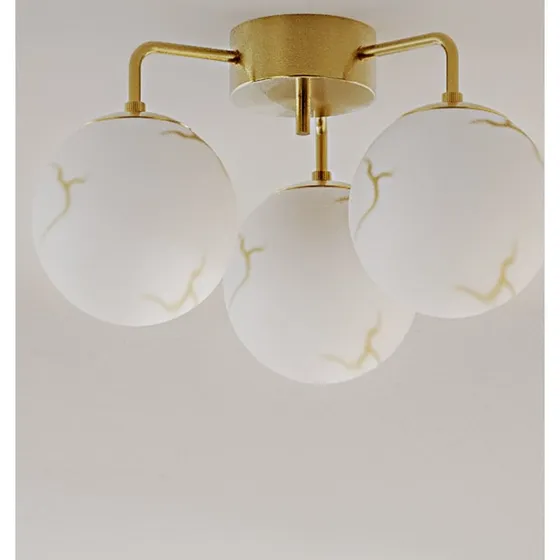 By Rydéns Plafoniera Bellagio Ottone e Bianco con 3 Luci in Vetro