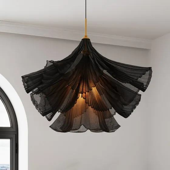 Lampada a sospensione Rydéns Juliette, nera, tulle e metallo