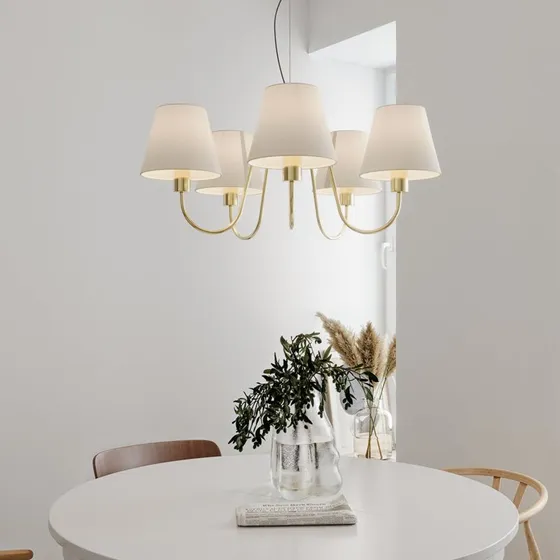 Lampadario By Rydéns Lynx, Ottone e Bianco, 5 Luci