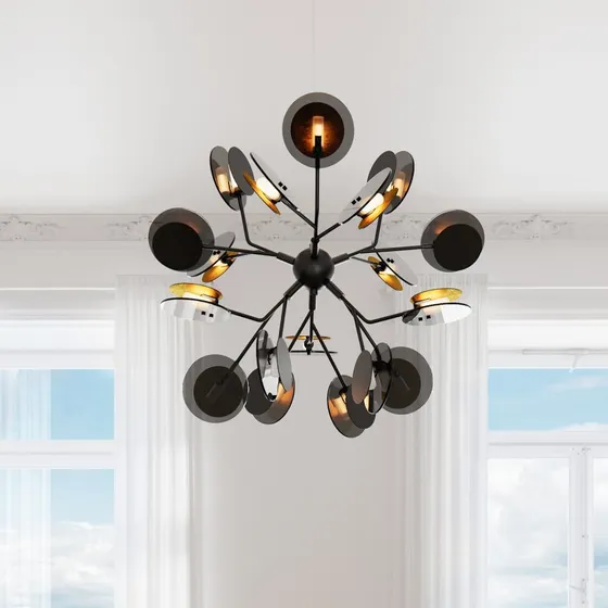 Rydéns Lampadario Turno Black/Gold - Design Sfaccettato