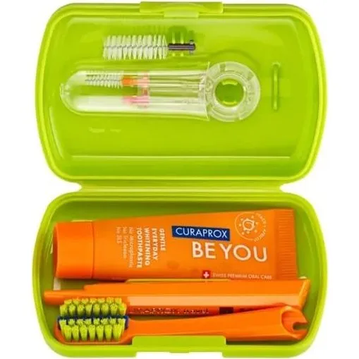 Curaprox Travel Set Ortho Verde - Kit Igiene per Apparecchio Fisso