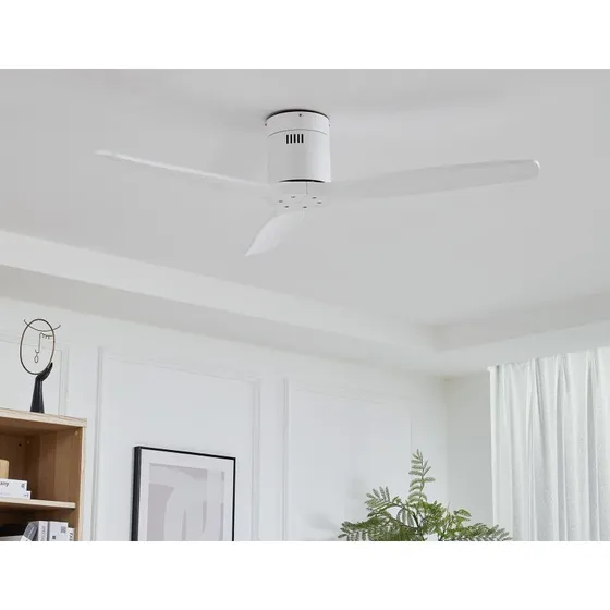 Lucande Vindur Ventilatore da Soffitto Bianco con Pale in Legno
