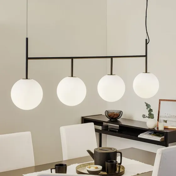 Audo Copenhagen Lampada a Sospensione TR Bulb, 4 Luci, Nero/Opale