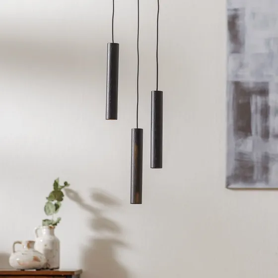 UMAGE Chimes Cluster 3 Lampada a Sospensione Nero in Rovere
