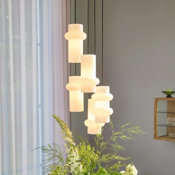 Hübsch Lampada a sospensione Pilule Down, bianco opaco, Ø 15 cm