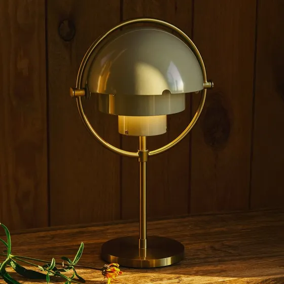 Gubi Multi-Lite Lampada da Tavolo Portatile Ottone e Grigio