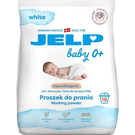 Jelp 0+ Detersivo in polvere ipoallergenico per bianchi, 1,35 kg