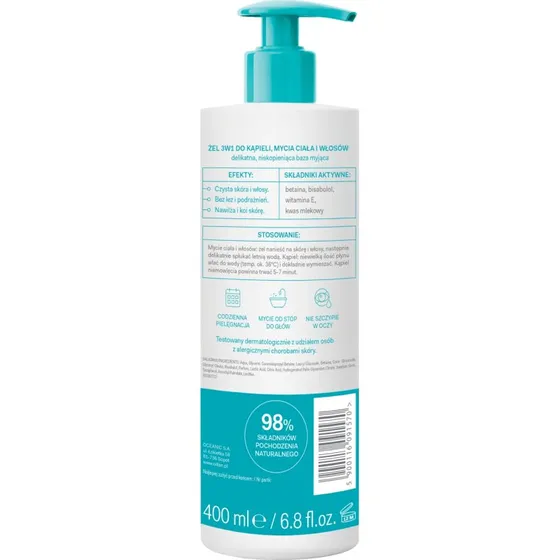 Oillan Baby Gel da Bagno 3in1 Corpo e Capelli 400 ml