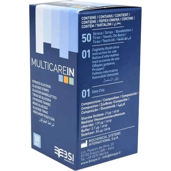 Biochemical Systems Test Glucosio Multicare, 50 pezzi