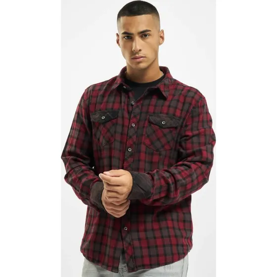 Camicia Brandit Duncan a Scacchi in Cotone - Rosso/Grigio