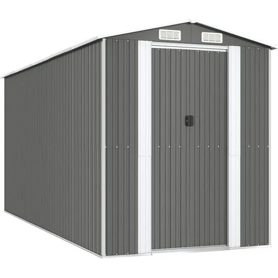 vidaXL Capanno da Giardino 192x440x223cm Grigio Chiaro Acciaio Zincato