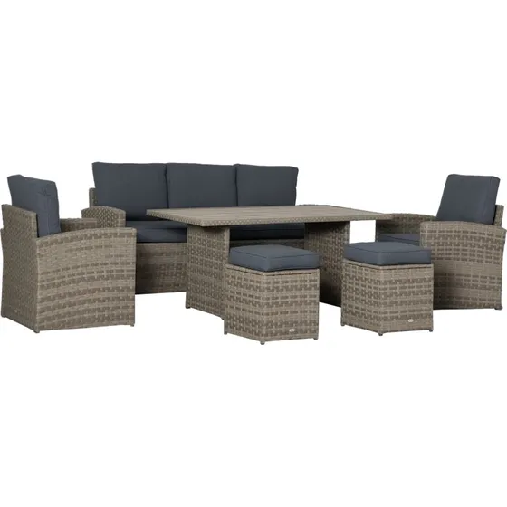 Outsunny Set Salotto Giardino Rattan PE 3 Posti Grigio