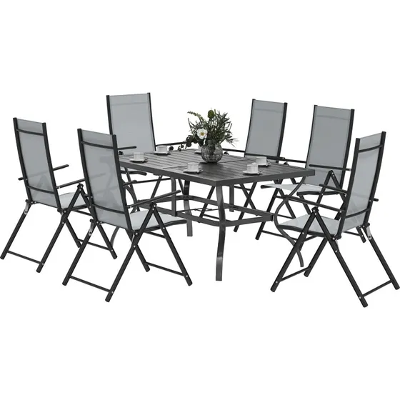 Outsunny Set Giardino 7 Pezzi Grigio