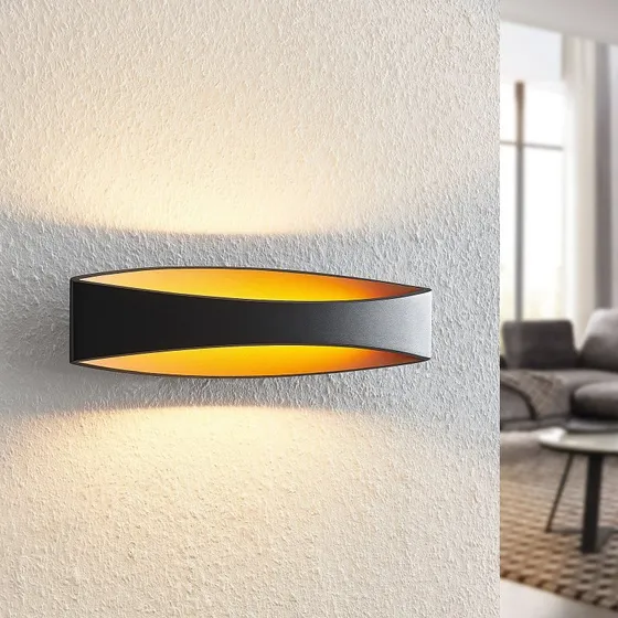 Arcchio Applique a LED Jelle, 44 cm, Nero/Oro, Su/Giù