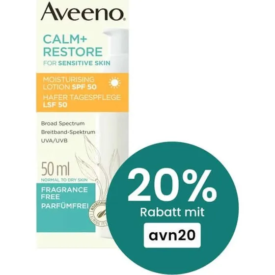 Aveeno Calm+ Restore Crema Giorno con SPF 50, 50 ml