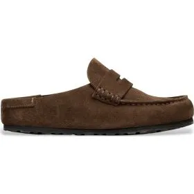 Birkenstock Naples Wrapped Sabot in Pelle Scamosciata Marrone