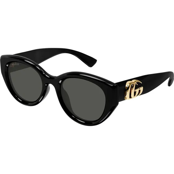Gucci GG1976SK 001 Occhiali da Sole Rotondi Neri con Lenti Grigie