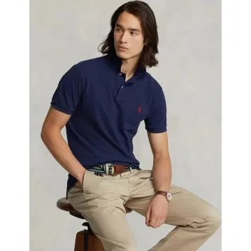 Polo Ralph Lauren Slim Fit in Piqué Blu Navy - M