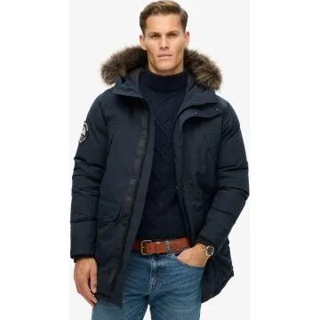 Superdry Parka Everest Blu Navy con Pelliccia Sintetica - S