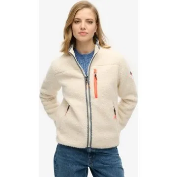 Superdry Outdoor Pile con Zip Donna - Bianco Crema - XS