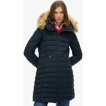 Giacca Superdry Fuji Faux Fur Blu Navy Donna - S