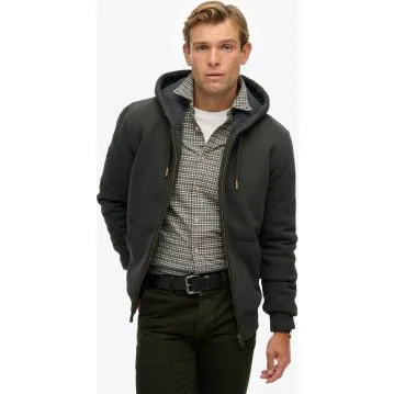 Felpa Superdry Borg Lined Full Zip Nero - M