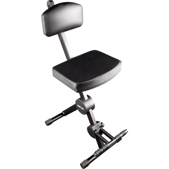 Quik Lok DX749 Sgabello per Musicisti con Schienale e Poggiapiedi, Nero