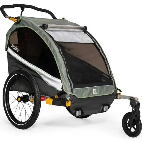 Burley D'Lite X Double Rimorchio Bicicletta 2-Bambini - Sage Verde/Grigio
