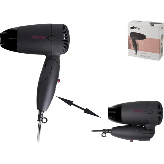 Tristar HD-2359 Asciugacapelli da viaggio, 120-230 V, nero/viola