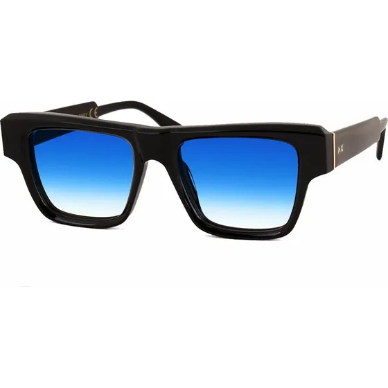 XLAB Carney Occhiali da Sole Acetato Nero Azzurro Squadrati Sfumati