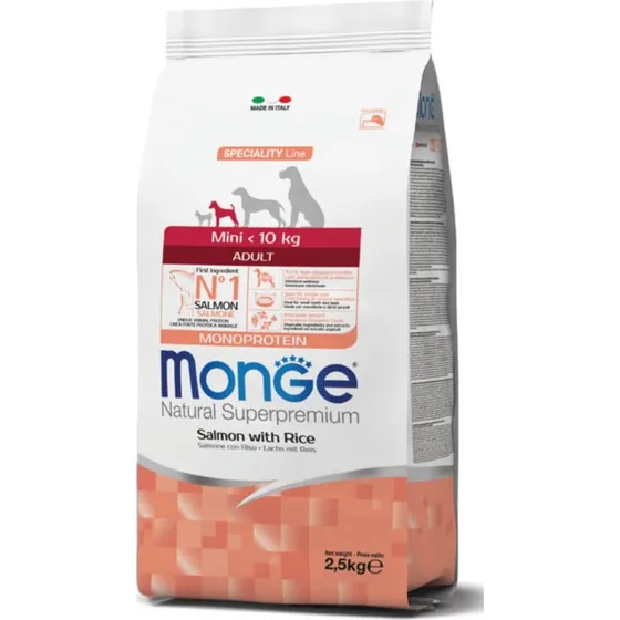 Monge Salmone e Riso Cibo Secco per Cani Adulti Taglia Piccola 2,5kg