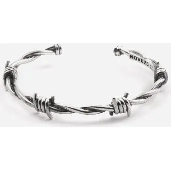 Nove25 Bracciale Filo Spinato Argento 925 Brunito Lucido L