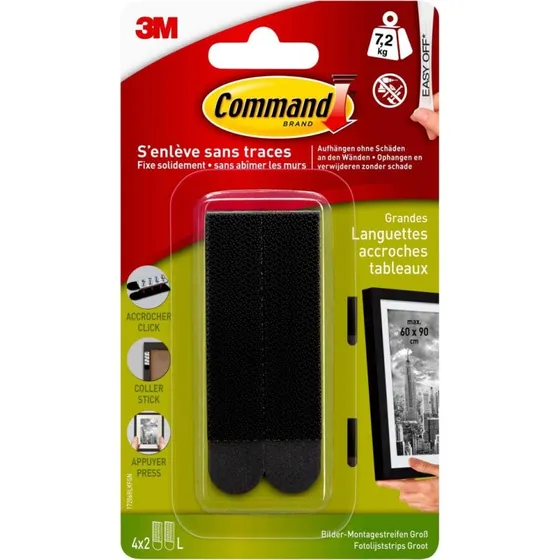 3M Command Strisce Grandi Nere 17206BLKFGN 4 Set