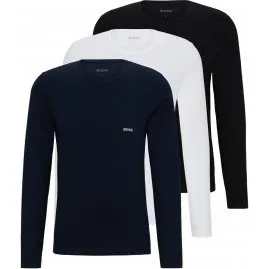 BOSS Pack 3 Canottiere a Manica Lunga in Cotone - Navy, Bianco, Nero