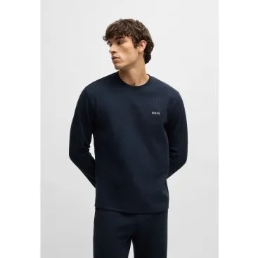 BOSS Camicia Pigiama Waffle Blu Navy Taglia M