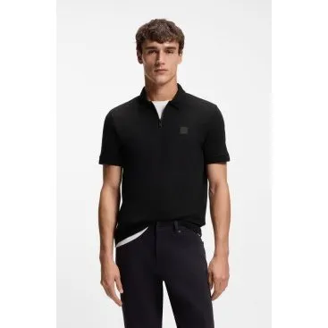 Polo BOSS Passerzip uomo nera con zip - L