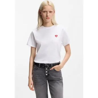 T-shirt HUGO Damacia bianca con dettaglio cuore - S
