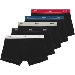 BOSS Set di 5 Boxer Neri in Cotone con Elastico Logo - Taglia S