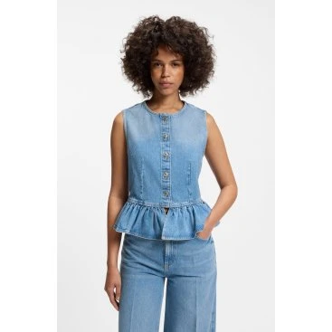 HUGO Top Gimma blu - Denim con drappeggio