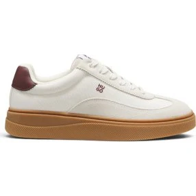 HUGO Scarpe Lyzz Suede Logo Bianco e Marrone Donna - 36