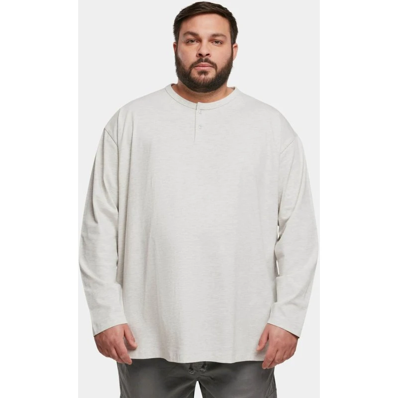 Felpa Urban Classics Oversize Henley in Cotone Biologico Grigia